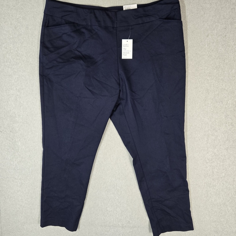 Croft & Barrow Women Pants 24W REGULAR Navy Chino The Effortless Stretch NWT